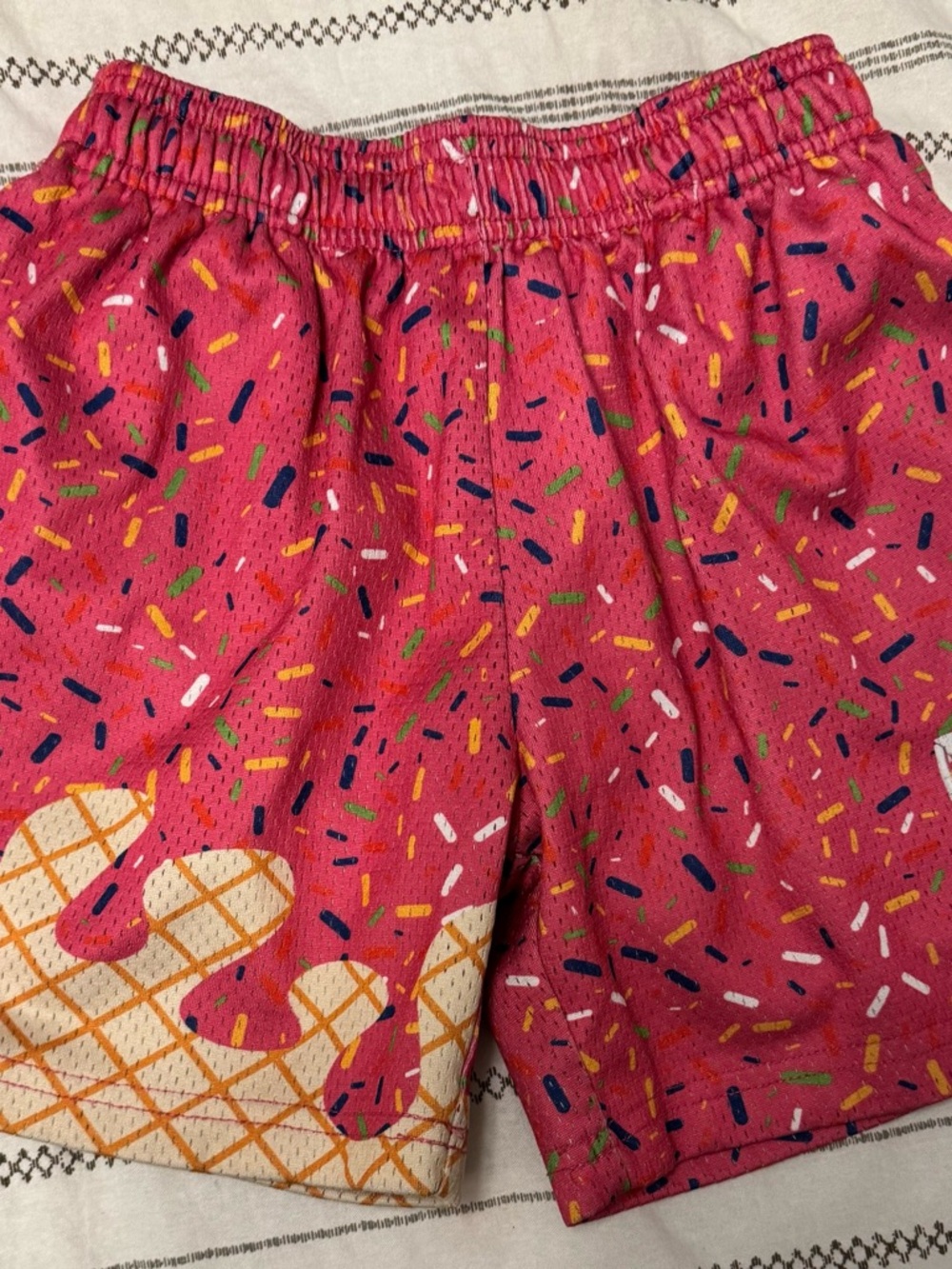 Kids Pink Ice Cream Sprinkle Shorts with Elastic Waist